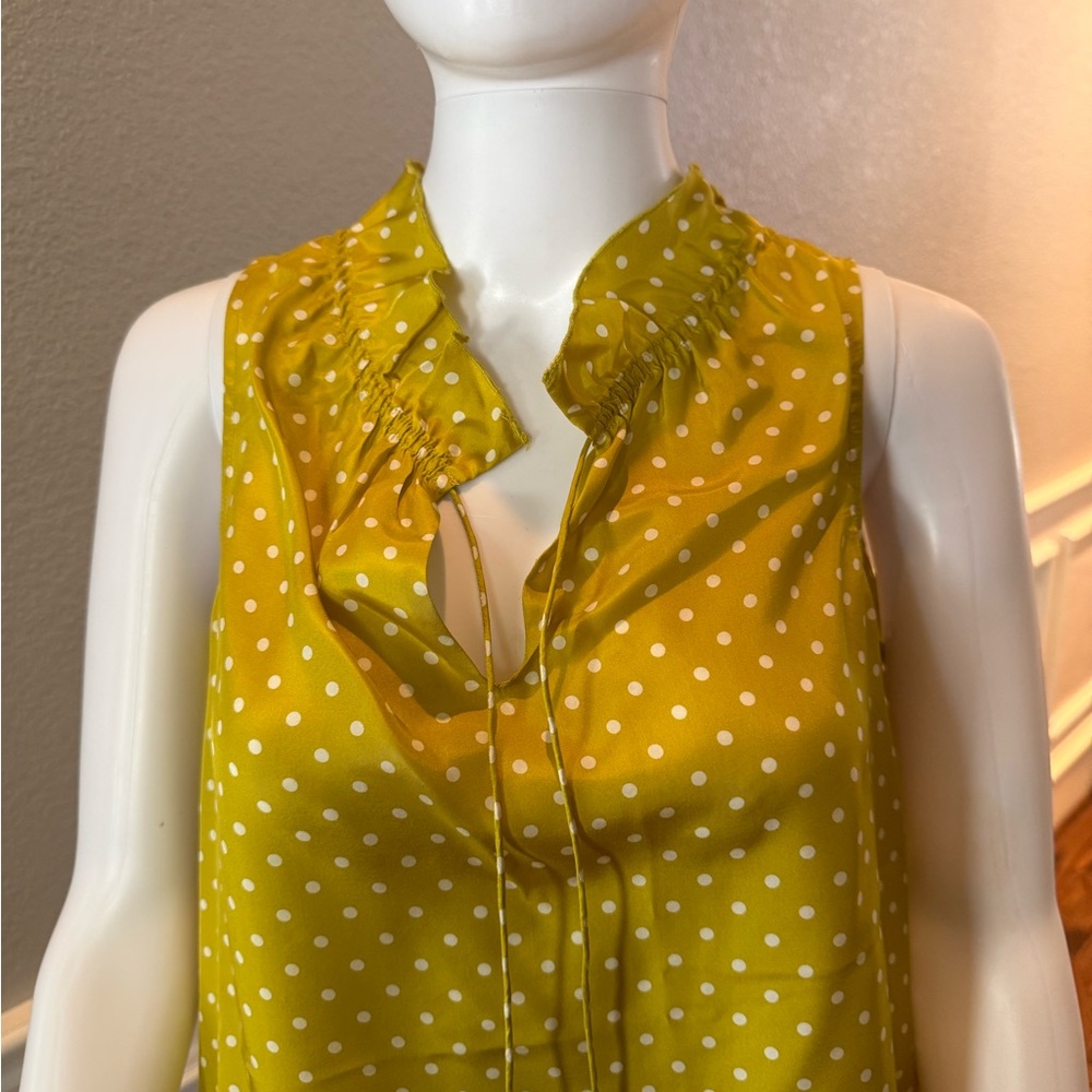J. Crew Yellow Polka Dot Tie-Neck Sleeveless Top - Picture 4 of 4